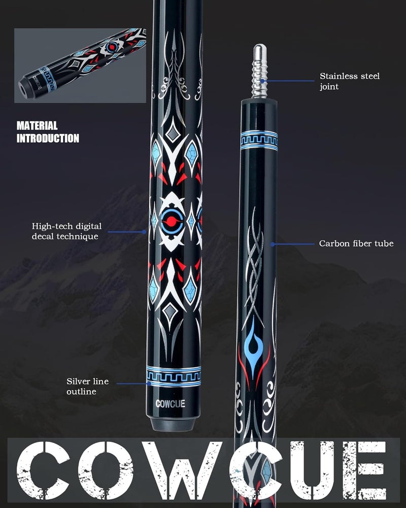 CRICAL Carbon Fiber Pool Cue Stick 58" Billiard Cue Sticks Professional Low Deflection Pool Sticks with 3/8 * 8 Pin Joint and 12.5mm Tip - Image 2